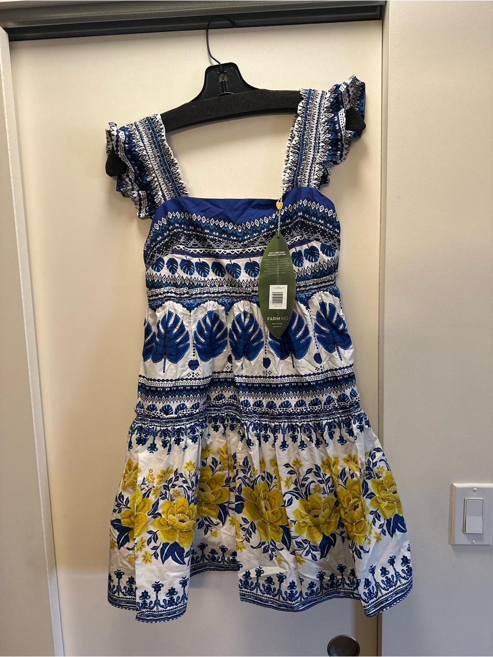 Farm Rio Off-White Zuli Organic Cotton Mini Dress size Small NWT - cute! - Picture 10 of 12